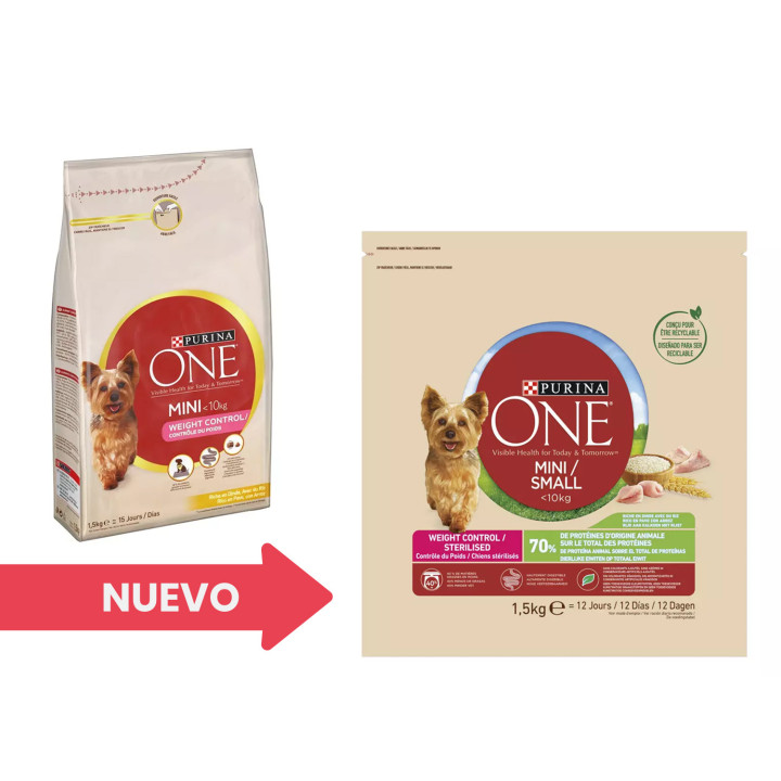 Purina One Mini Weight Control Pavo y Arroz , Pienso para perros - Kompymascotas