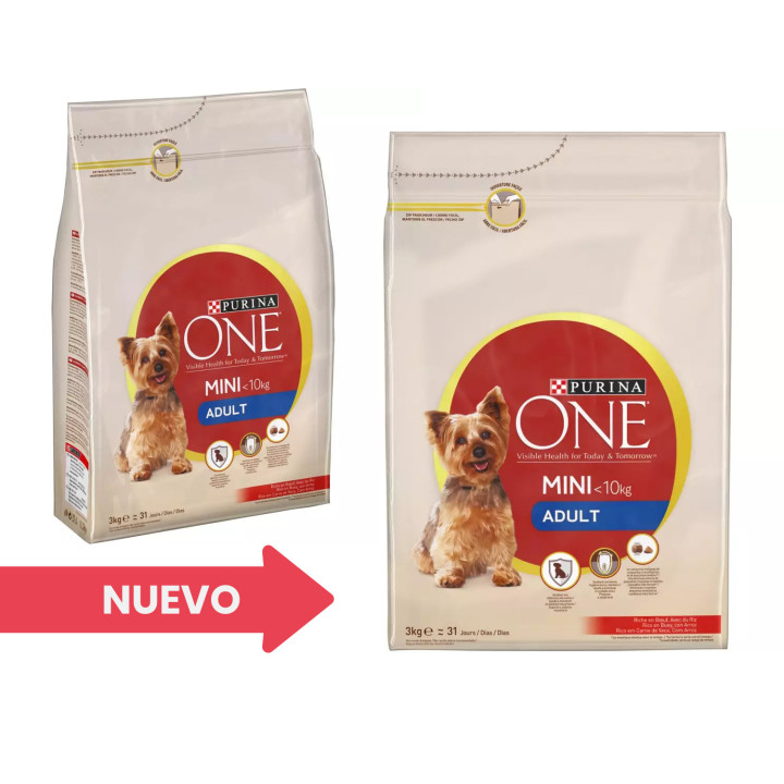 ONE MINI Perro Mini Adulto Buey y Arroz, Pienso para perros - Kompymascotas