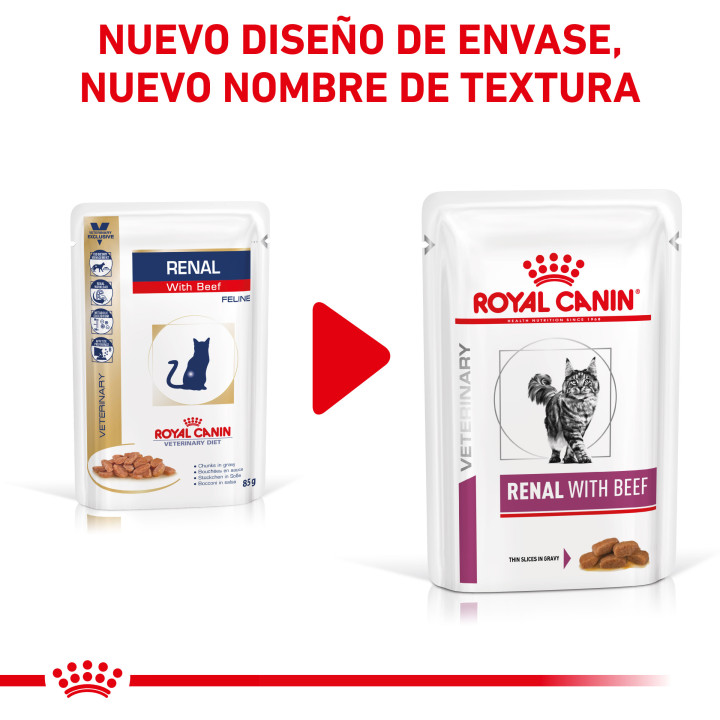 Comida húmeda para gatos Royal Canin Veterinary Diet Renal (Buey) - Kompymascotas