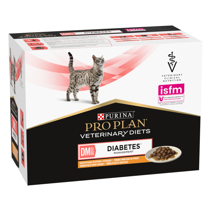 Comida húmeda Purina Pro Plan Veterinary Diet FELINE DM Pouch Pollo - Kompymascotas
