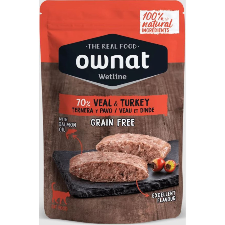 Ownat Veal & Turkey cat pouch-PiensoyMascotas