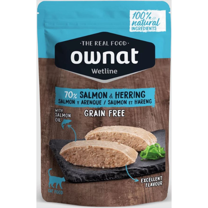 Ownat Salmon & Herring cat pouch-PiensoyMascotas