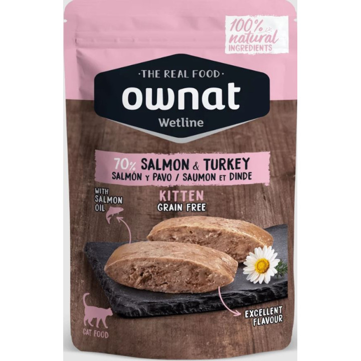 Ownat Salmon & Turkey kitten pouch-PiensoyMascotas