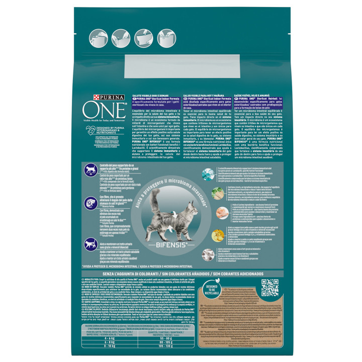 PURINA ONE Bifensis Pelaje y Bolas de Pelo rico en Pollo y Cereales