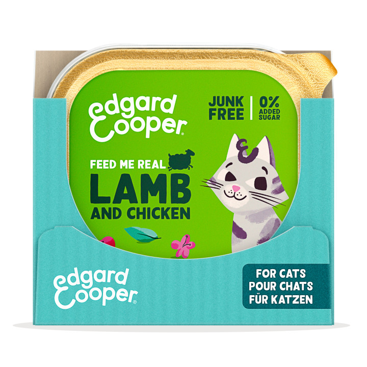 Paté de cordero y pollo sin cereales para gatos Edgard & Cooper