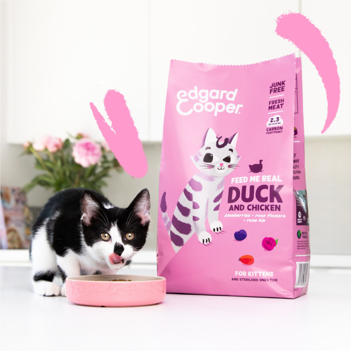 Edgard & Cooper, pienso sin cereales con pato y pollo frescos para gatitos