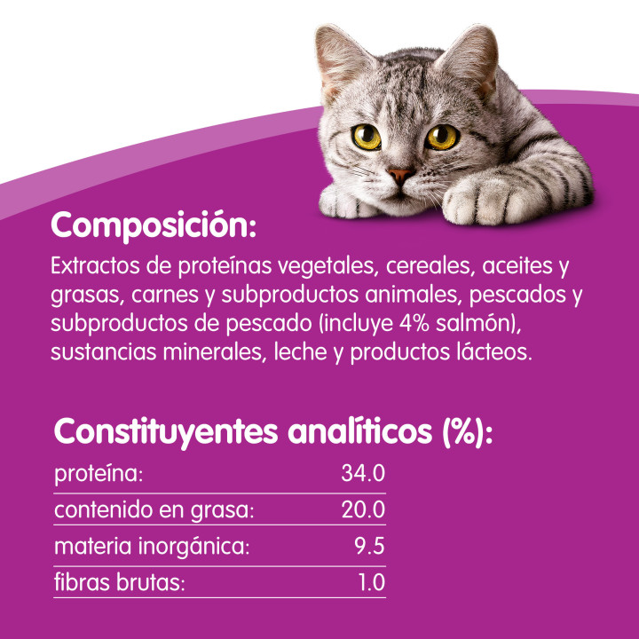 Snacks Whiskas Temptations con sabor salmón - Kompymascotas