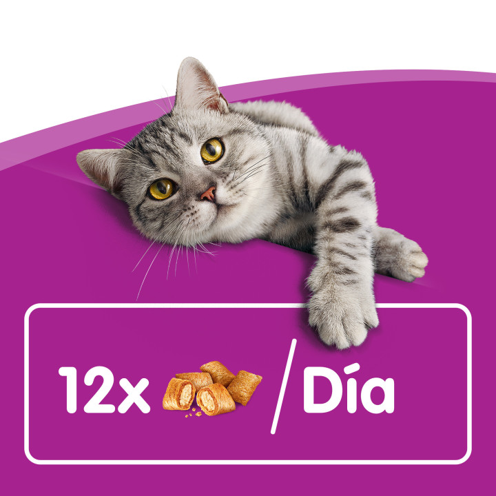 Snacks Whiskas Temptations con sabor salmón - Kompymascotas