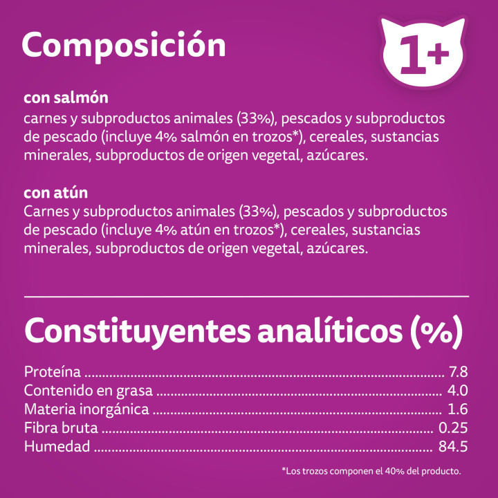 Alimento húmedo completo y equilibrado whiskas pescado 