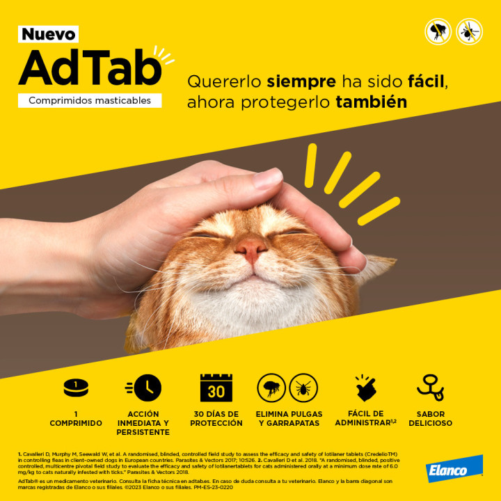 Comprimidos masticables antiparasitarios AdTab para gatos