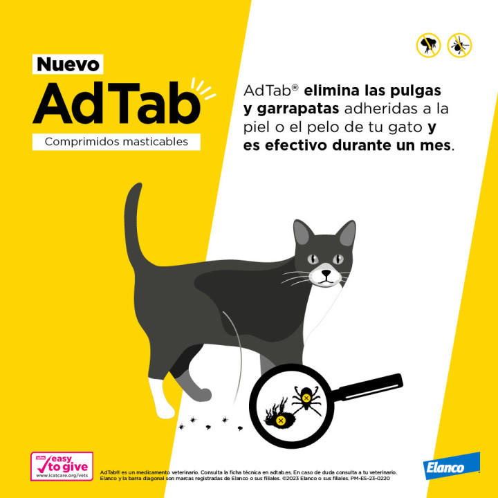 Comprimidos masticables antiparasitarios AdTab para gatos