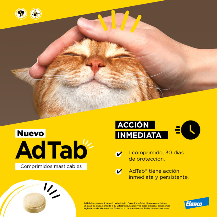 Comprimidos masticables antiparasitarios AdTab para gatos