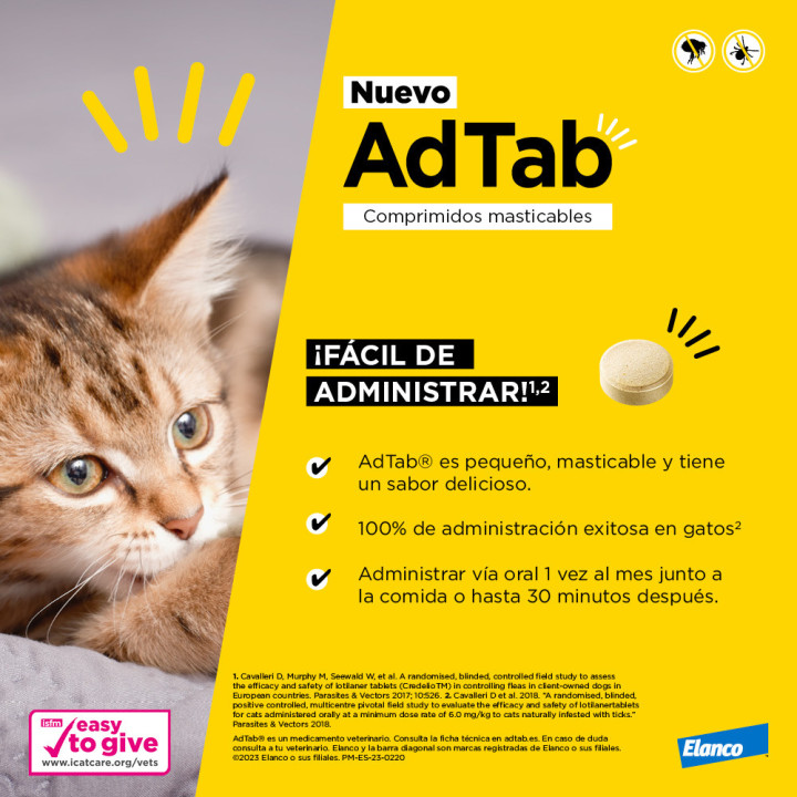 Comprimidos masticables antiparasitarios AdTab para gatos