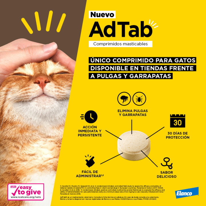 Comprimidos masticables antiparasitarios AdTab para gatos