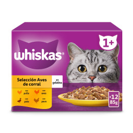 Whiskas Comida Húmeda para Gatos Adultos Selección Aves en Gelatina Multipack 