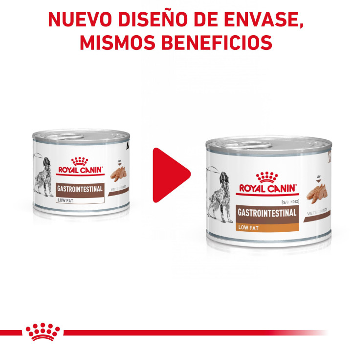 Latas Royal Canin Gastro Intestinal Low Fat, comida húmeda - Kompymascotas