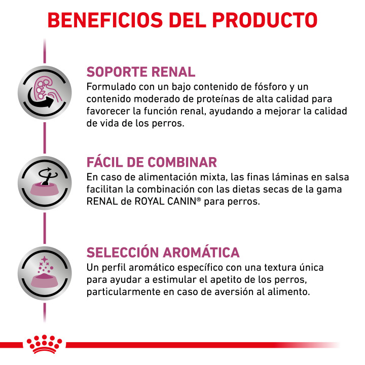 Comida húmeda Royal Canin Renal Finas láminas en salsa - Kompymascotas