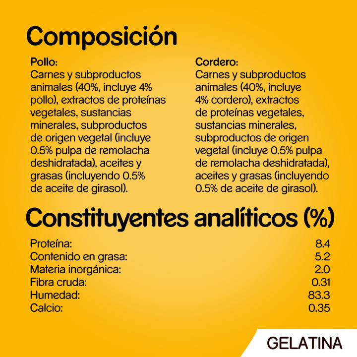 Pedigree Comida húmeda para Perros en Gelatina Sabores Pollo y Cordero 