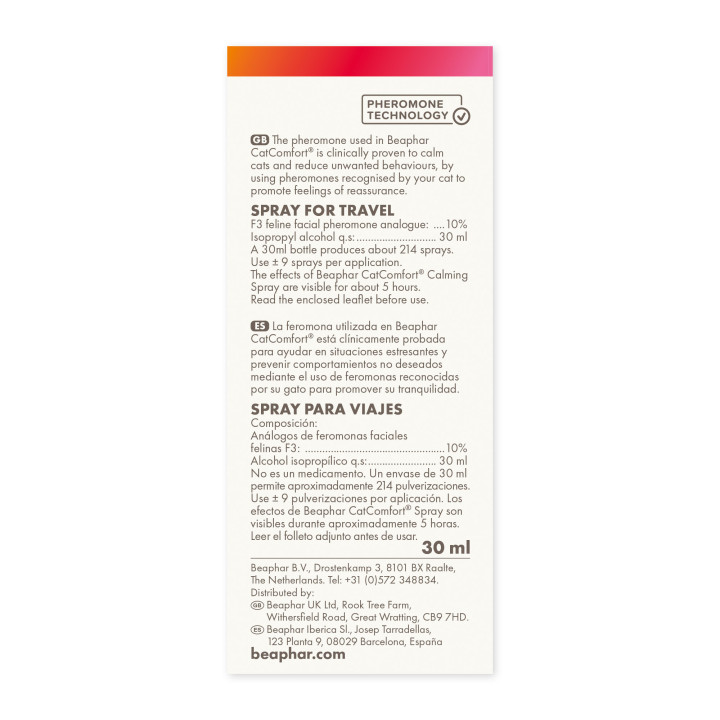 CatComfort Spray para viajes 30 ml - PiensoyMascotas