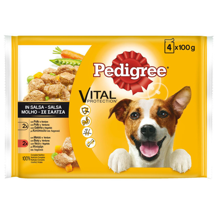 Pedigree Comida húmeda Perros Sabor Pollo y Buey con Verduras en Salsa 