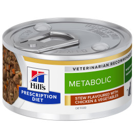 Hill's Prescription Diet Metabolic alimento húmedo Estofado para Gatos con Pollo y Verduras Añadidas - lata