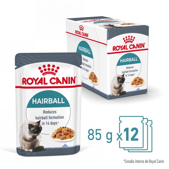 Royal Canin Hairball Care comida húmeda en gelatina para el cuidado de las bolas de pelo en gato adulto 
