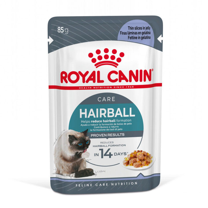 Royal Canin Hairball Care comida húmeda en gelatina para el cuidado de las bolas de pelo en gato adulto 