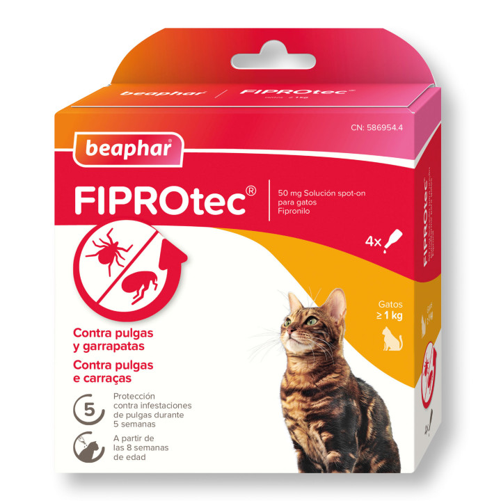 Pipetas Beaphar Fiprotec para Gatos - 4 Pipetas