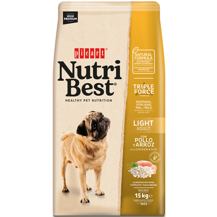 Picart NutriBest Light Chicken & Rice, pienso para perros - Kompymascotas