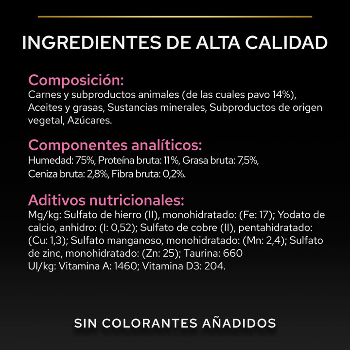 Purina Pro Plan Gato Adulto Delicate Mousse rico en pavo