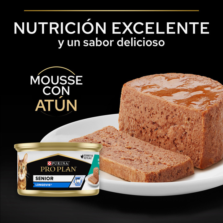 Purina Pro Plan Gato Senior 7+ Longevis Mousse con atún