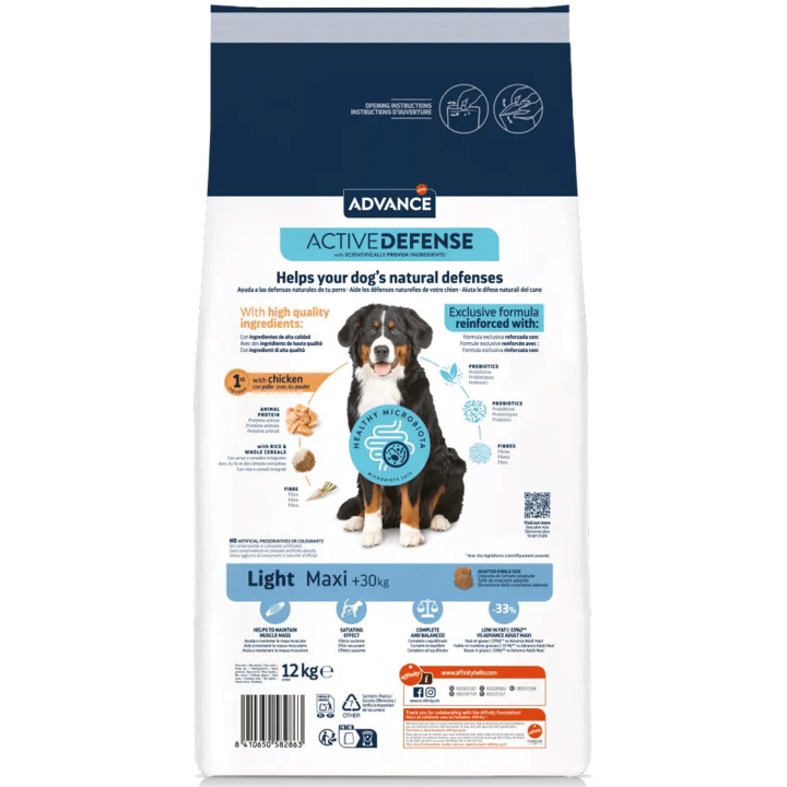 Advance Maxi Light Chicken & RicePienso para perros - Kompymascotas
