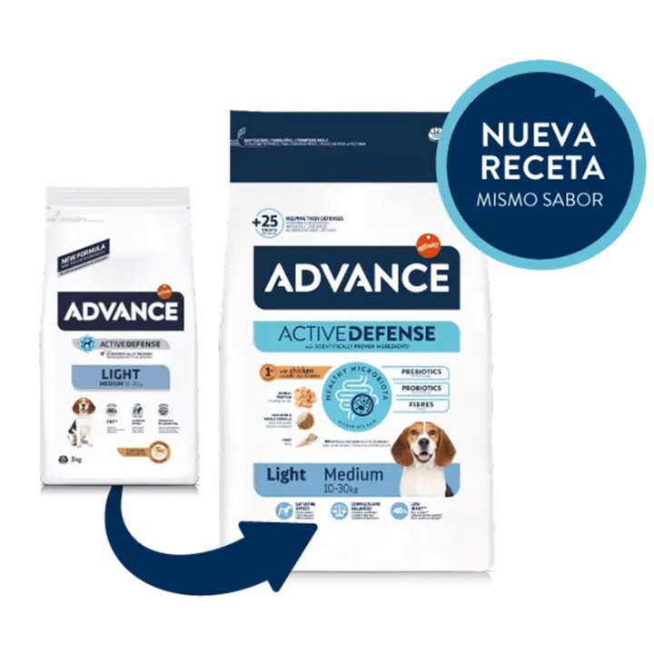 Advance Medium Light Chicken & Rice Pienso para perros - Kompymascotas