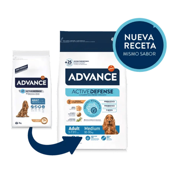 Advance Medium Adult Chicken & Rice Pienso para perros - Kompymascotas