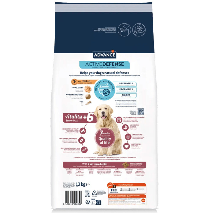 Advance Maxi Senior Chicken & RicePienso para perros - Kompymascotas