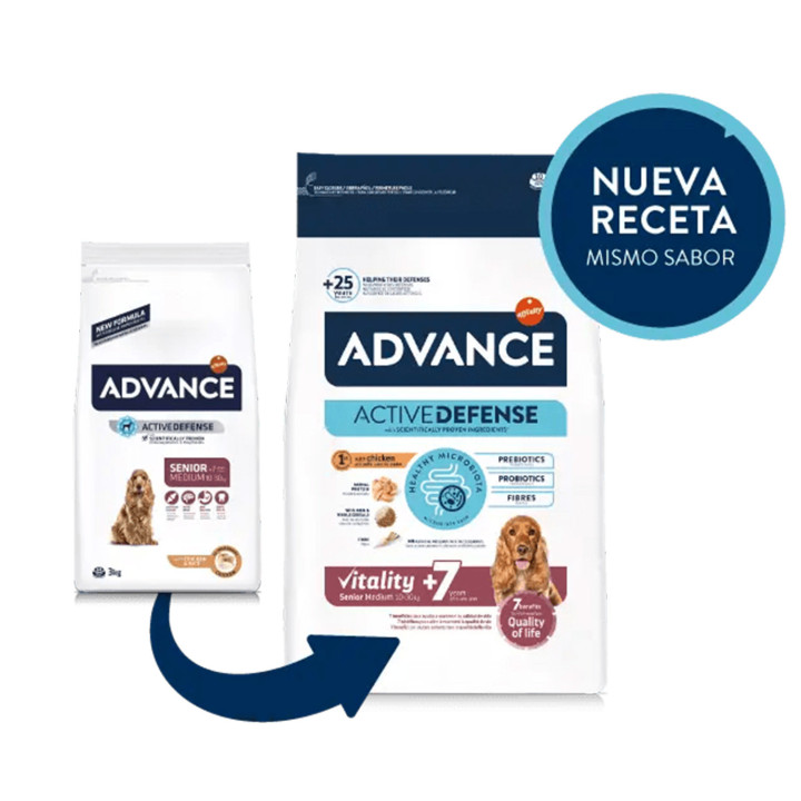 Advance Medium Senior Chicken & Rice Pienso para perros - Kompymascotas