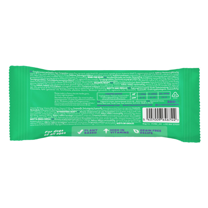 Edgard & Cooper, barrita sin cereales de manzana y arándanos 