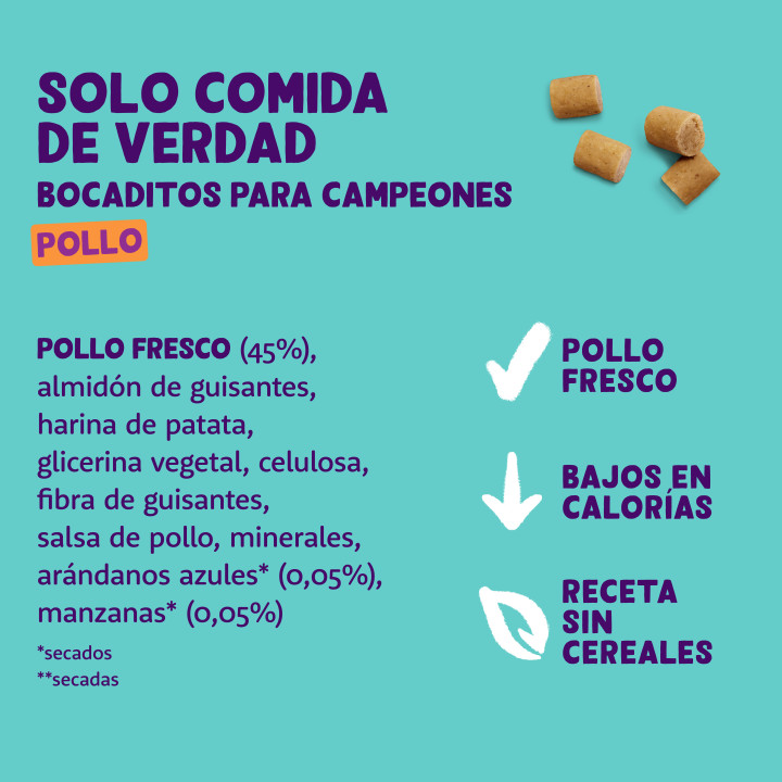 Bocaditos para Campeones de Pollo | Premios para perros 