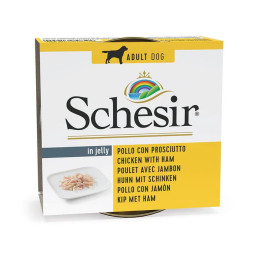 Schesir adult pollo con jamon lata para perros-PiensoyMascotas
