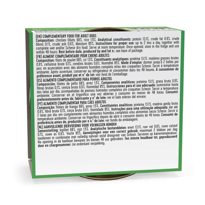 Schesir adult filetes pollo lata para perros-PiensoyMascotas