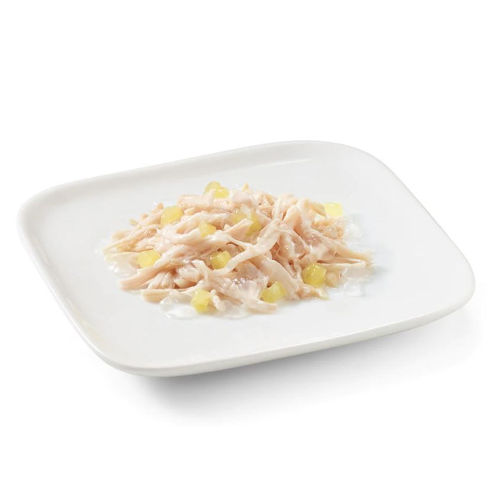 Schesir adult filetes pollo con piña lata-PiensoyMascotas