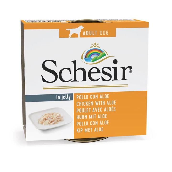 Schesir adult pollo con aloe lata para perros-PiensoyMascotas