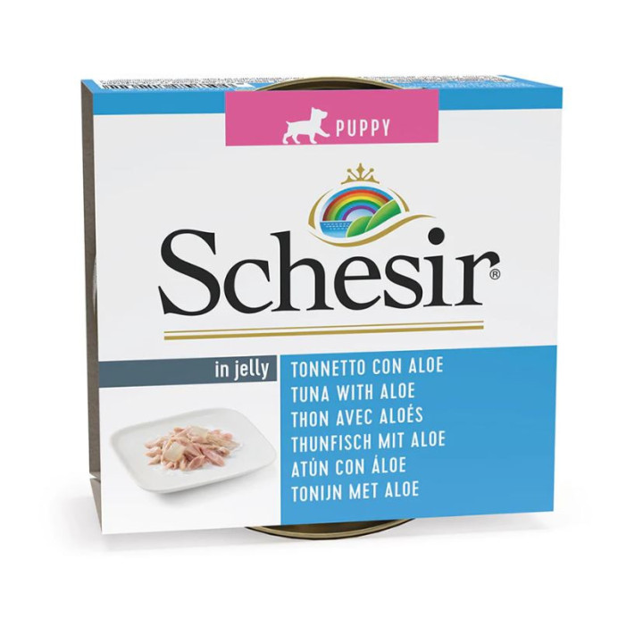 Schesir puppy atún con aloe lata para cachorros-PiensoyMascotas