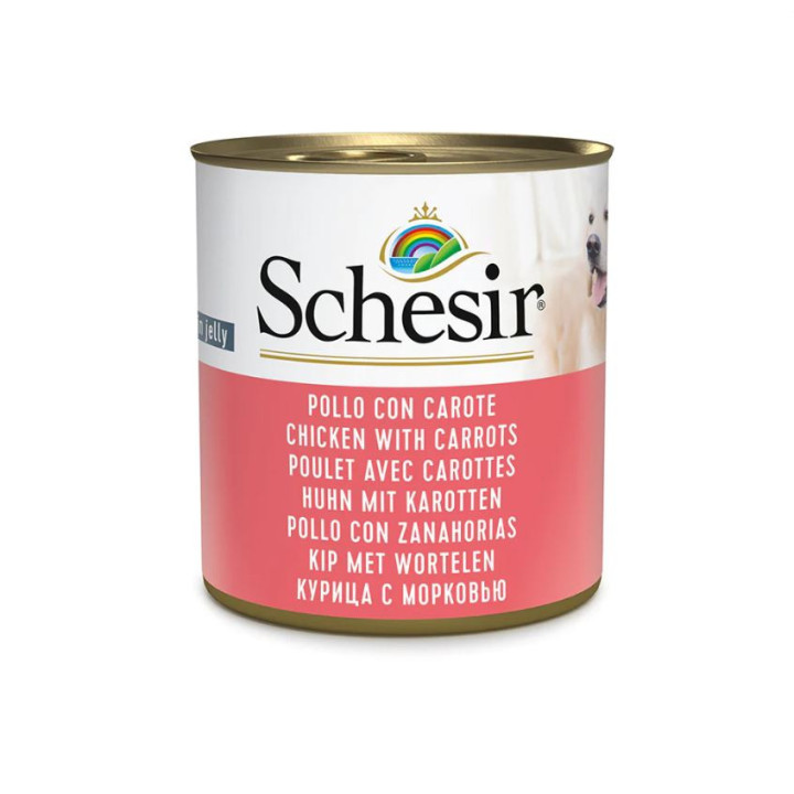Schesir adult pollo con zanahoria lata para perros-PiensoyMascotas