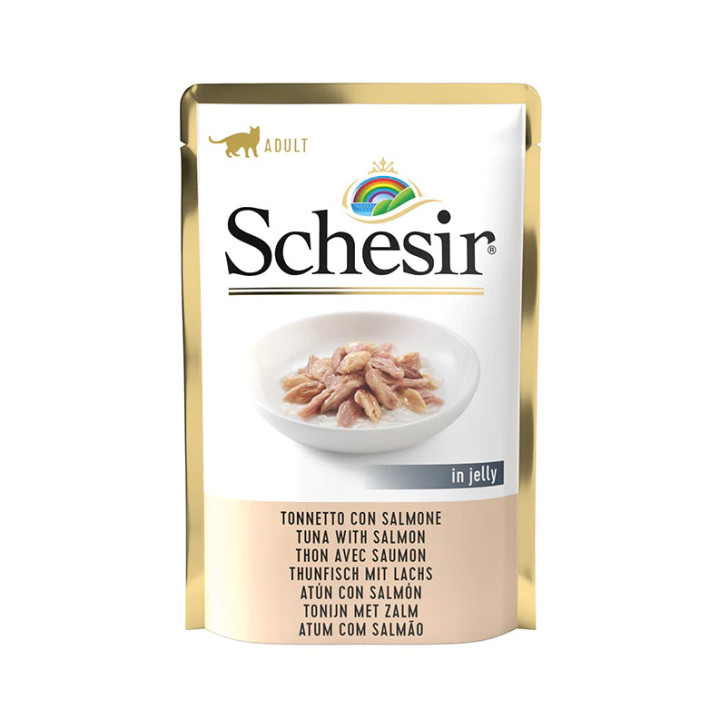 Schesir Atún y Salmón en Gelatina para Gatos