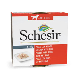 Schesir adult filetes de pollo con ternera-PiensoyMascotas