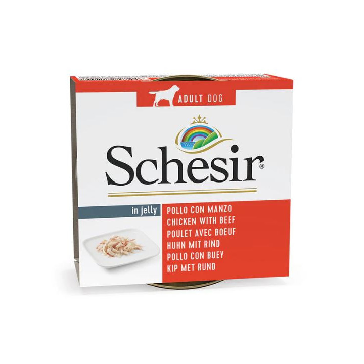 Schesir adult filetes de pollo con ternera-PiensoyMascotas