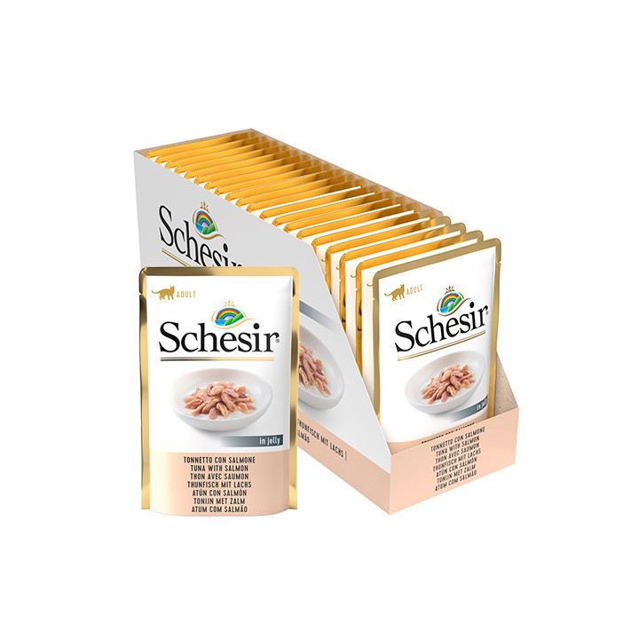 Schesir Atún y Salmón en Gelatina para Gatos