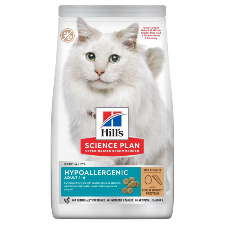 Hill's Science Plan Hypoallergenic alimento para gatos adultos con huevo y proteína de insecto