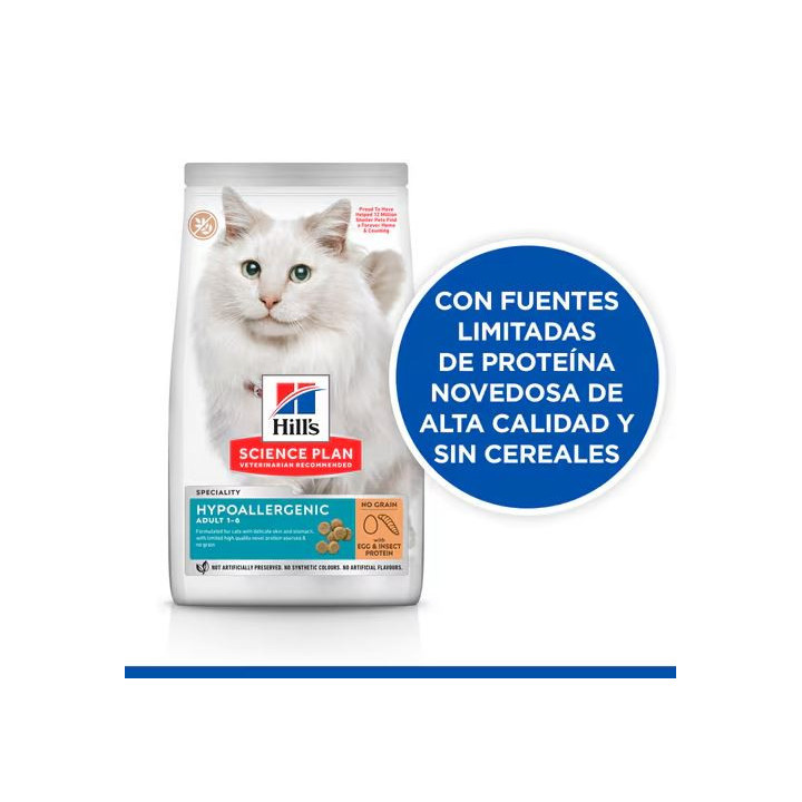Hill's Science Plan Hypoallergenic alimento para gatos adultos con huevo y proteína de insecto